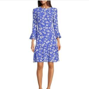 Eliza J Floral Print Flounce Hem A-Line Dress